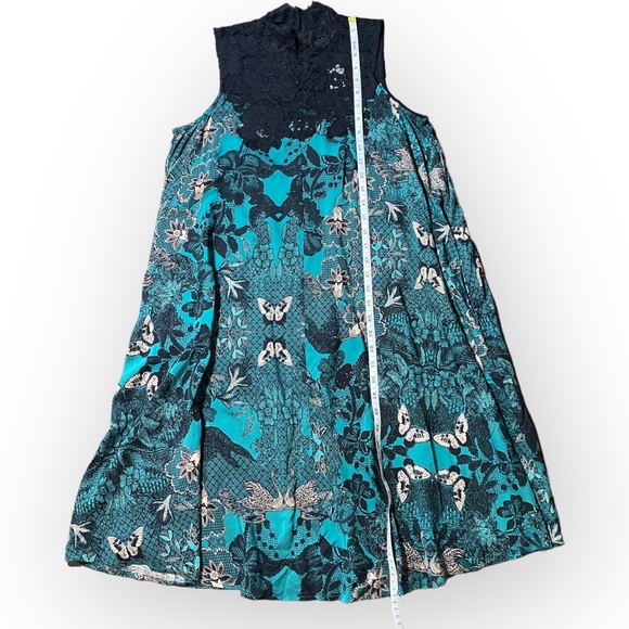 NWT Anthropologie Maeve Butterfly Lace Teal Sleeveless Swing Dress Size Small - Picture 5 of 13